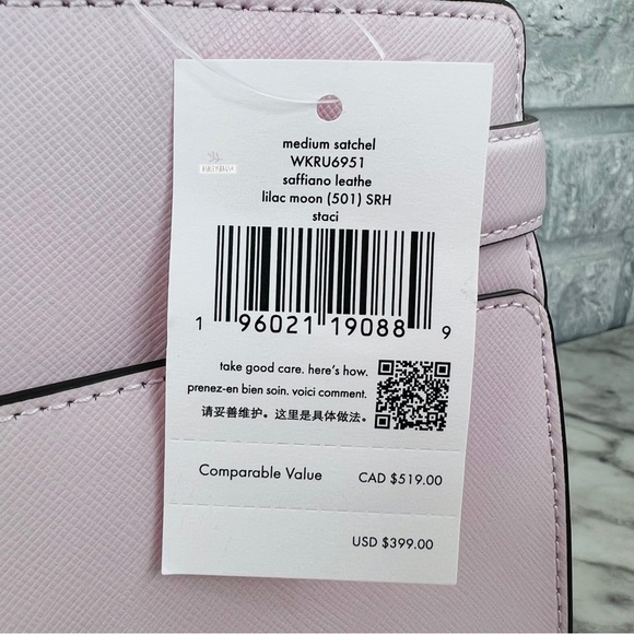 Kate Spade Staci Medium Satchel Crossbody & Large Slim Bifold Wallet Lilac Moon - Picture 10 of 15